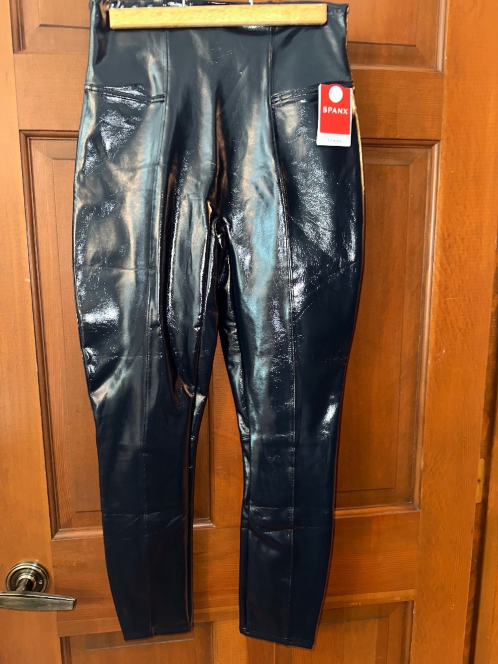 NWT Spanx Faux Patent Leather Leggings - Navy